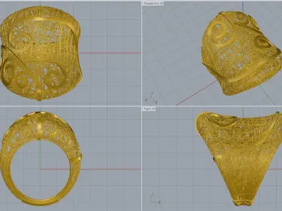 woman ring 3D print model 5