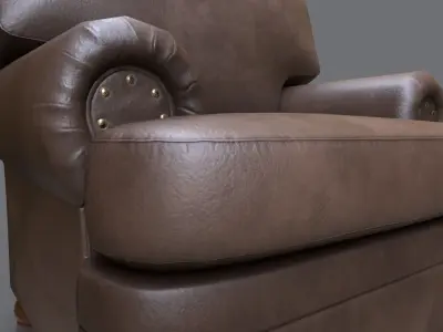 Leather couch Low-poly 3D Game ready model Low-poly 3D model Low-poly 3D model