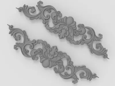 Floral Wood Carving for Furniture 3D model