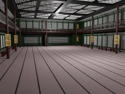 Japanese Dojo Low-poly 3D model