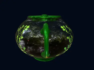 Green Vines Glass Tea Set 3D Model Low-poly 3D model