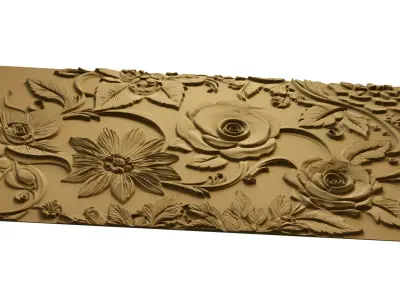 modern rose panel wall decor set relief stl mural CNC 299  3D model