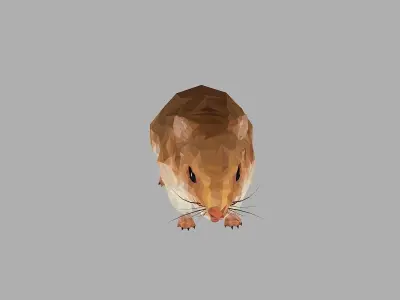 Sand Mouse Low Polygon Art  Animal maus Low-poly 3D model