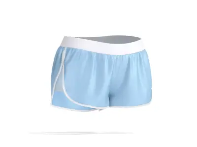Blue Women Sport Shorts - fitness jersey panties 3D model
