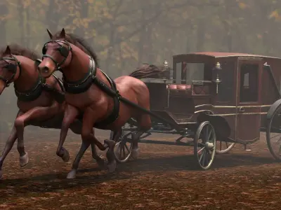 Carriage with Horses 3D model