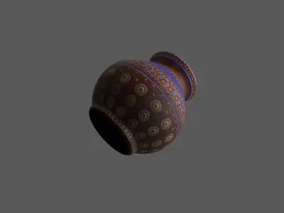 Traditional mud pot  Low-poly 3D model