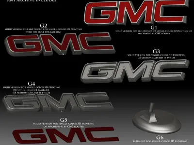 GMC logo General Motors car brand for 3D printer or CNC router 3D print model