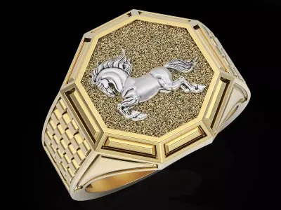 Horse Man Ring silver gold printable jewelry 3D print model