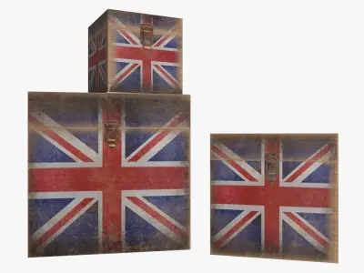 Wooden box trunk decor lock 3D model