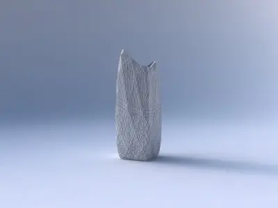Vase double arc rectangle with fine mosaic plates 3D print model