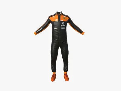 Racing Pilot Uniform A06 Black - Character Clothing Design Low-poly 3D model