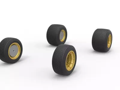 Wheel Set of Vintage Dirt Supermodified stock car Scale 1 to 25 3D print model