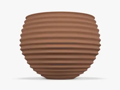 Terracotta Striped Clay Pot Low-poly 3D model