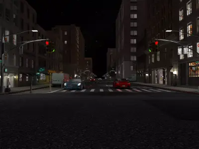 Realistic Street 3d model city at night 3D model
