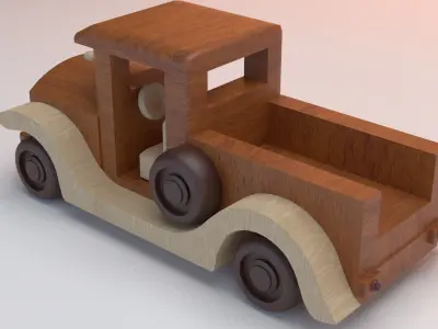 Wooden toy car 3D model