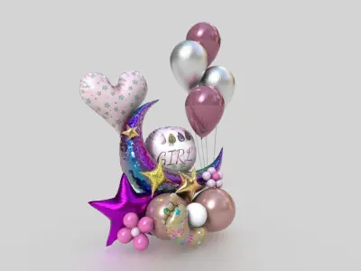  BABY GIRL BALLOON Low-poly 3D model