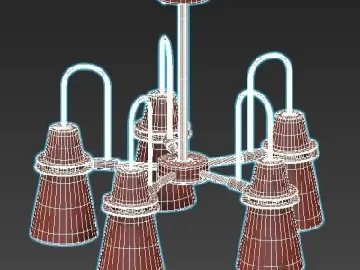 reinar-a five light chandelier gold 3D model