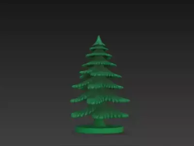 Green Christmas Tree 3D Model Festive Podium Scene 3D print model