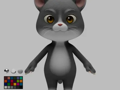 Cat cartoon character modeling textures 3D model