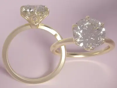 8mm ROUND 6 Prong Tulip Solitaire size 4-8 3D print model