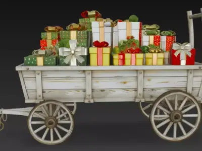 Christmas Gift Wagon 3D Model 3D model