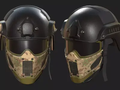 Helmet mask millitary combat soldier armor  Low-poly 3D model