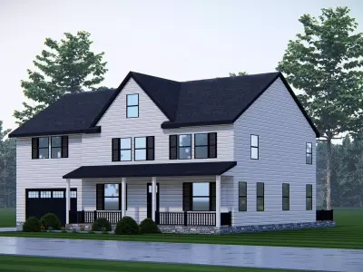 3D Model of Modern American Farmhouse Exterior  3D model