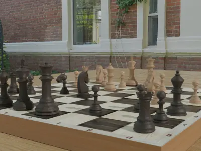 Chessboard model cobined with backgammon 3D model