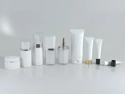 Cosmetic Bottle and Tube Set 3D model