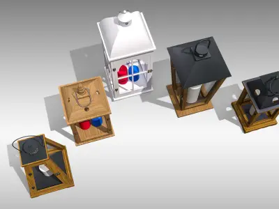 Wood Lanterns 3D Model Collection