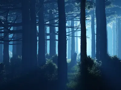 Stylized blue Volumetric Scene in Blender 3D model