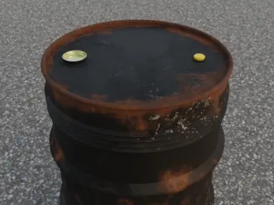 Old and rusty crude oil barrel 3D model