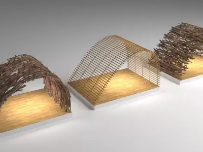3 Type Wooden Stage 3D model