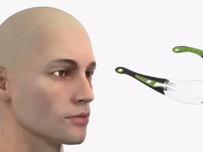 Industrial Eyewear on Head 3D model