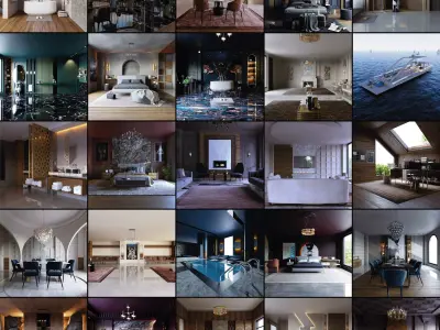 INTERIOR SCENES DESIGN PACK 10 PCS 3D model