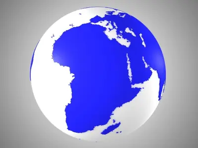 Solid Color Dark Blue White Globe 3D model