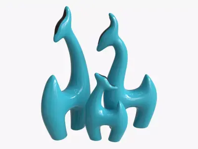 Abstract Animal Ceramic Figurine Set 02 3D model