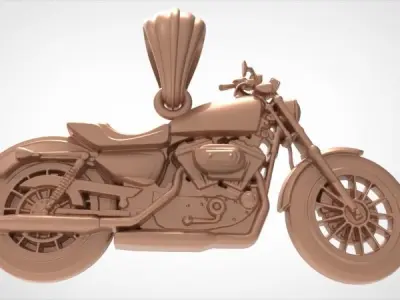 classic motorcycle relief 3D print model