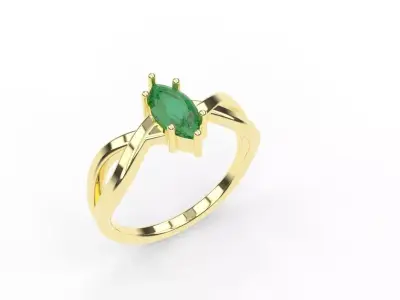 Twisted marquise ring for 3D printing 3D print model