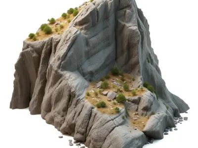 Realistic Rocky Cliff with Vegetation Model Pack Low-poly 3D model