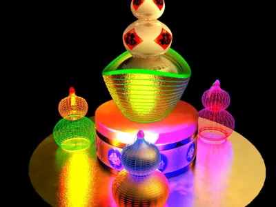 Chinese gold ingot    3D model