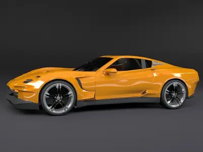 Yellow sports car 3D model