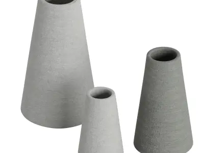 Luna Ribbed Ceramic Vase 3D model