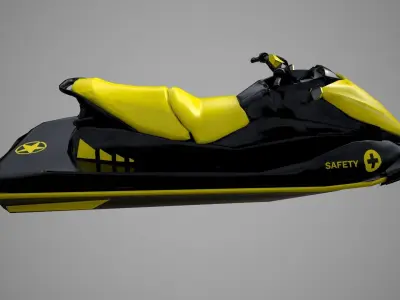 Yellow Jetski Low-poly 3D model