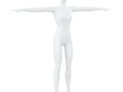 Female faceless mannequin in T-pose 3D model