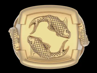 Fish Man Ring silver gold printable jewelry 3D print model 3D print model