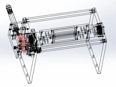 Cylinder driving rack and pinion rotating mechanism 3D model