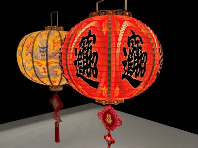Chinese red lantern  3D model 27