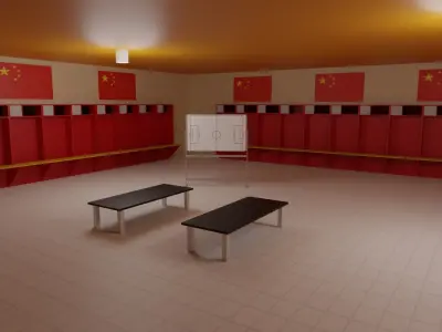 China Football Stadium and Interiors Low-poly 3D model