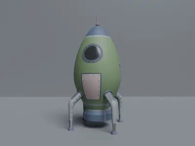 Cartoon Low-Poly Spaceship Free low-poly 3D model